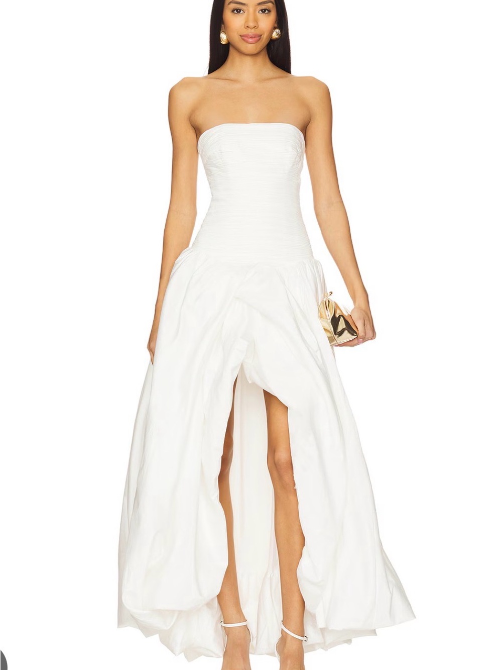 Aje White Strapless High-Low Gown
